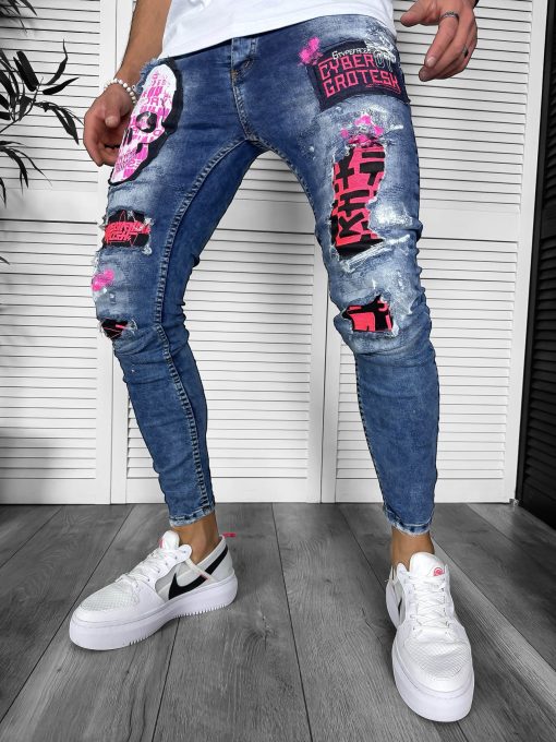 Blugi barbati conici 6094 D7-1-Blugi barbati
