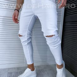 Blugi barbati conici albi cu mici defecte DEF730  D2-5.2-Blugi barbati