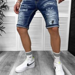 Blugi barbati scurti conici albastri  5714 D3-1.3-Blugi barbati > Blugi scurti