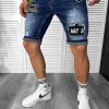 Blugi barbati scurti conici  cu stikere  4069 H3-7-Blugi barbati > Blugi scurti