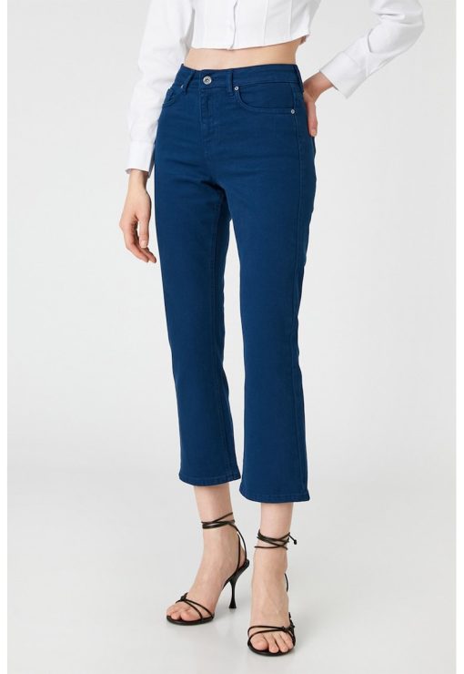 Blugi crop cu talie inalta-FEMEI/IMBRACAMINTE/Blugi-IMBRACAMINTE/Blugi