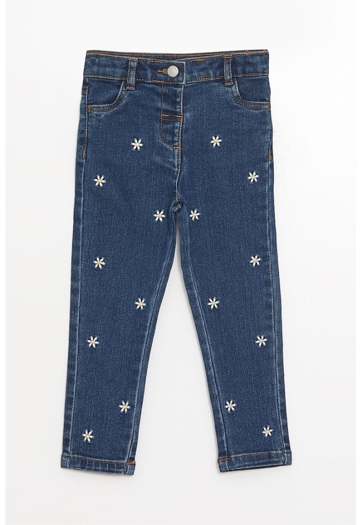 Blugi skinny cu model floral-FETE/IMBRACAMINTE/Blugi-IMBRACAMINTE/Blugi
