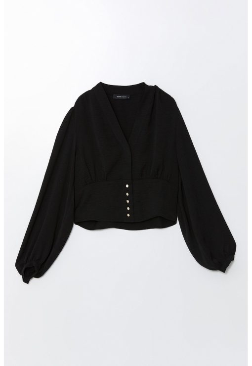 Bluza crop cu decolteu in V-FEMEI/IMBRACAMINTE/Bluze-IMBRACAMINTE/Bluze
