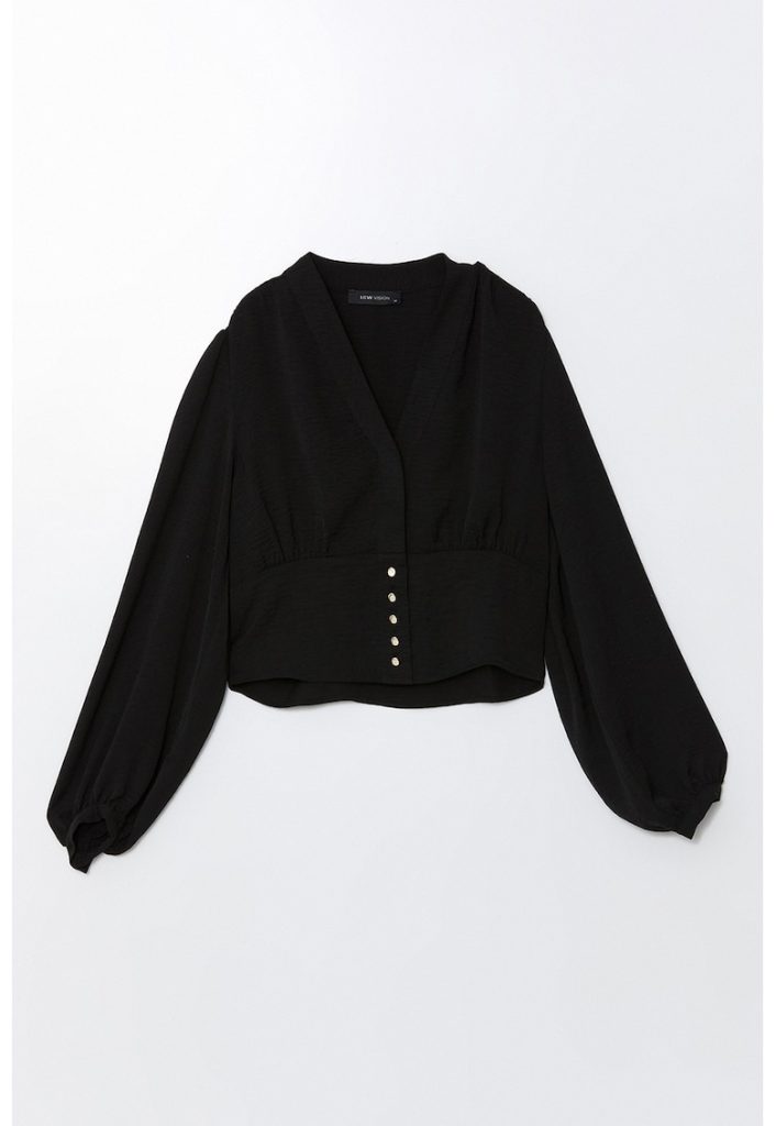 Bluza crop cu decolteu in V-FEMEI/IMBRACAMINTE/Bluze-IMBRACAMINTE/Bluze