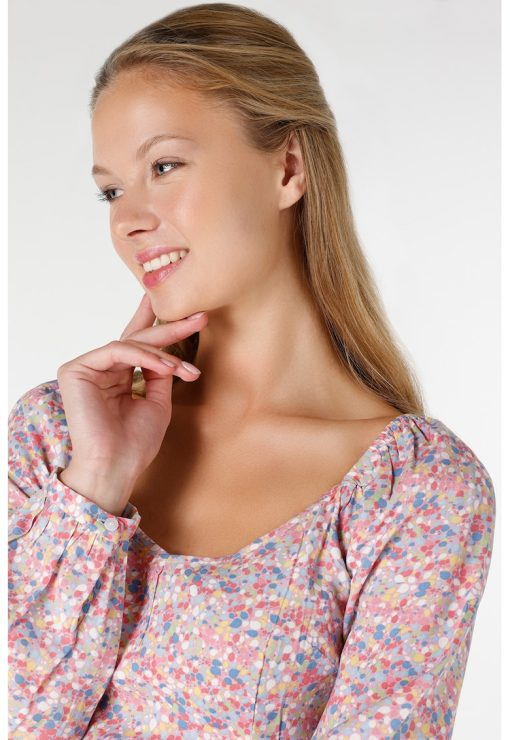 Bluza crop cu imprimeu floral-FEMEI/IMBRACAMINTE/Bluze-IMBRACAMINTE/Bluze
