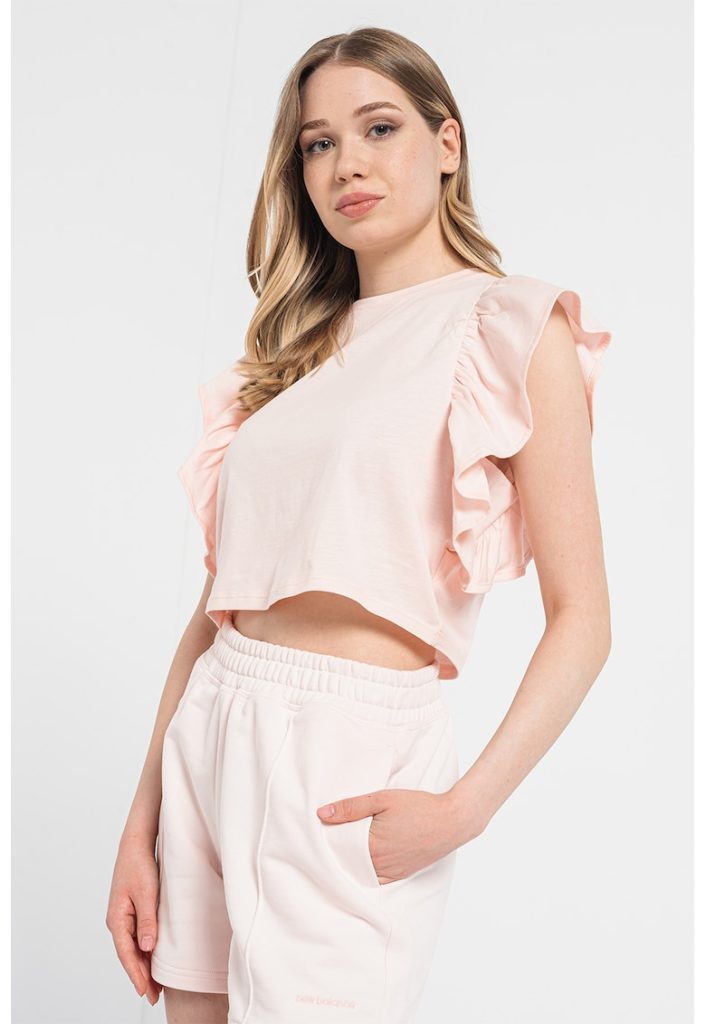 Bluza crop cu insertii cu volane-FEMEI/IMBRACAMINTE/Bluze-IMBRACAMINTE/Bluze