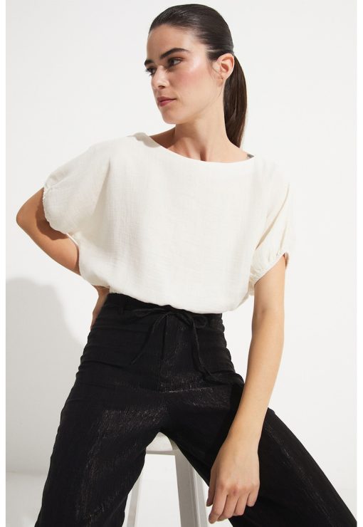 Bluza crop cu maneci scurte-FEMEI/IMBRACAMINTE/Bluze-IMBRACAMINTE/Bluze