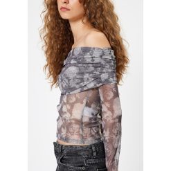 Bluza crop din plasa cu decolteu pe umeri-FEMEI/IMBRACAMINTE/Bluze-IMBRACAMINTE/Bluze