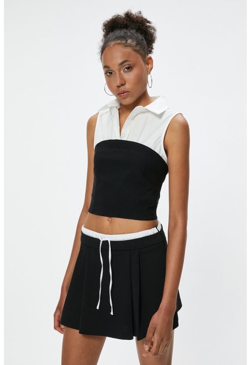 Bluza crop fara maneci cu model 2-in-1-FEMEI/IMBRACAMINTE/Bluze-IMBRACAMINTE/Bluze