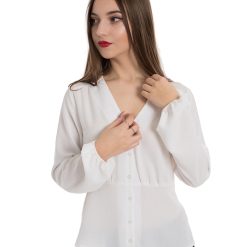 Bluza cu decolteu in V si fenta cu nasturi Fiona-FEMEI/IMBRACAMINTE/Bluze-IMBRACAMINTE/Bluze