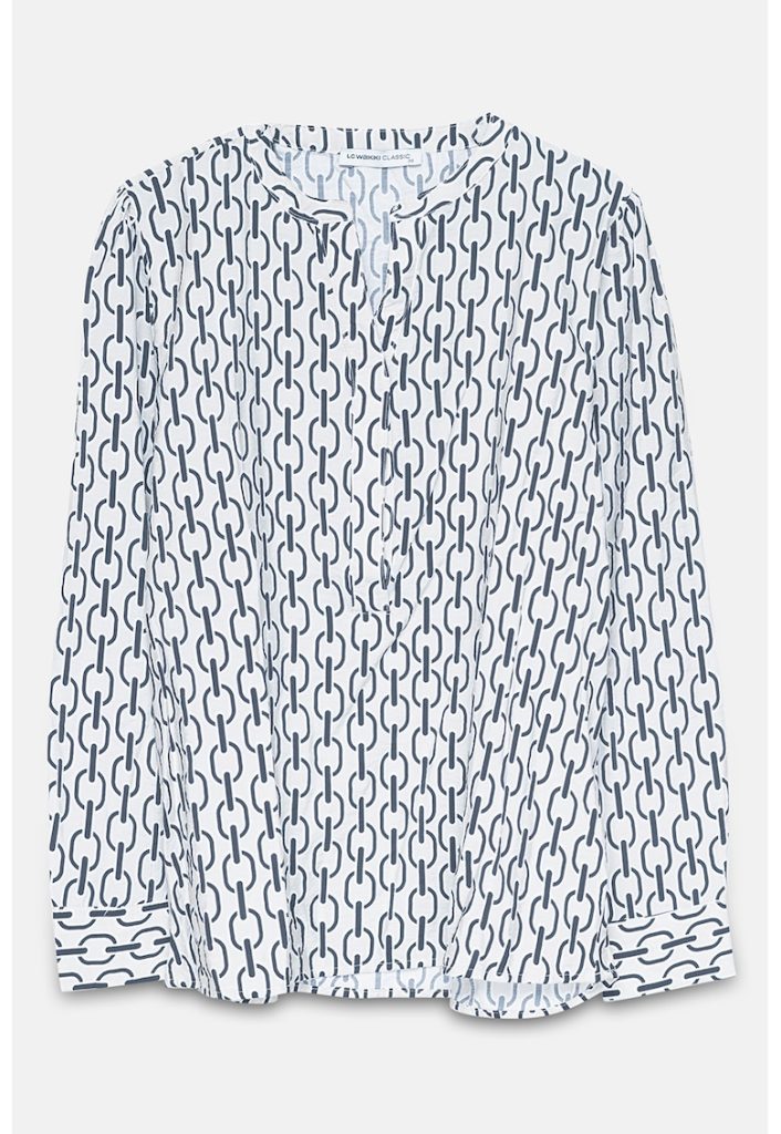 Bluza cu decolteu in V si imprimeu-FEMEI/IMBRACAMINTE/Bluze-IMBRACAMINTE/Bluze