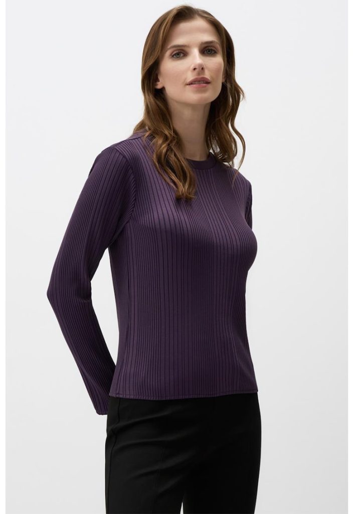 Bluza cu decolteu la baza gatului si aspect striat-FEMEI/IMBRACAMINTE/Bluze-IMBRACAMINTE/Bluze