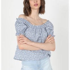 Bluza cu decolteu pe umeri si model-FEMEI/IMBRACAMINTE/Bluze-IMBRACAMINTE/Bluze