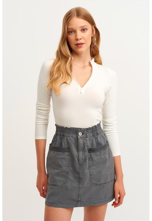 Bluza cu fenta cu fermoar-FEMEI/IMBRACAMINTE/Bluze-IMBRACAMINTE/Bluze