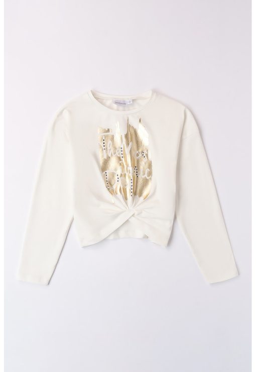 Bluza cu imprimeu si nod frontal-FETE/IMBRACAMINTE/Bluze-IMBRACAMINTE/Bluze