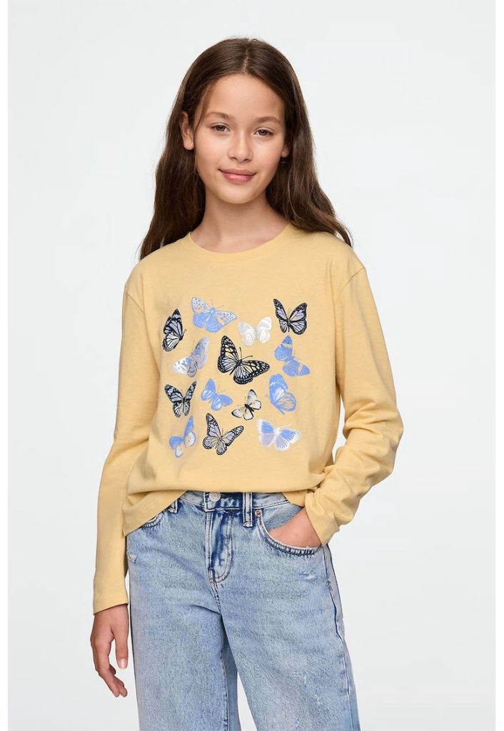 Bluza de bumbac cu imprimeu si decolteu la baza gatului-FETE/IMBRACAMINTE/Bluze-IMBRACAMINTE/Bluze