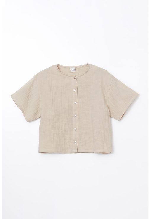 Bluza de bumbac cu nasturi-FETE/IMBRACAMINTE/Bluze-IMBRACAMINTE/Bluze