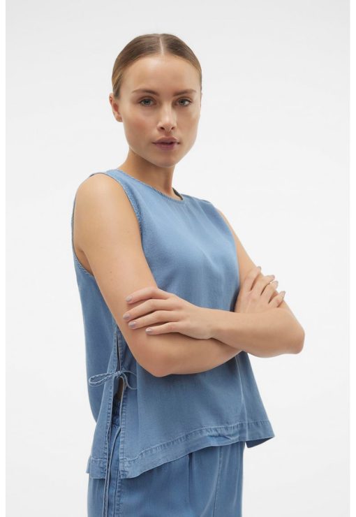 Bluza de chambray fara maneci-FEMEI/IMBRACAMINTE/Bluze-IMBRACAMINTE/Bluze