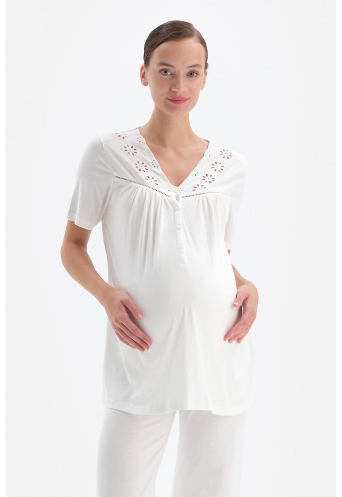 Bluza de pijama din amestec de modal cu perforatii - pentru gravide-FEMEI/IMBRACAMINTE/Pijamale si halate de baie-IMBRACAMINTE/Pijamale si halate de baie