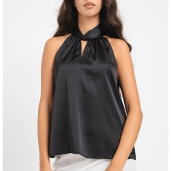 Bluza de satin cu decolteu halter Rei-FEMEI/IMBRACAMINTE/Bluze-IMBRACAMINTE/Bluze
