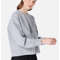 Bluza de trening crop texturata-FEMEI/IMBRACAMINTE/Bluze-IMBRACAMINTE/Bluze