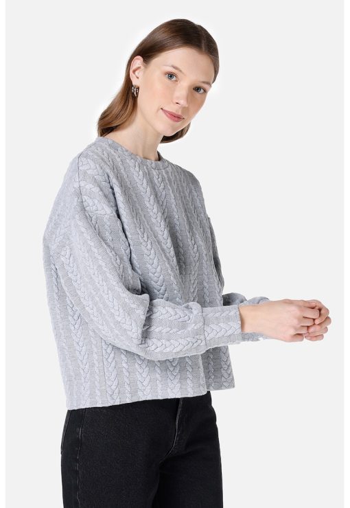Bluza de trening crop texturata-FEMEI/IMBRACAMINTE/Bluze-IMBRACAMINTE/Bluze