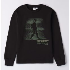 Bluza de trening cu decolteu la baza gatului si imprimeu grafic-BAIETI/IMBRACAMINTE/Bluze-IMBRACAMINTE/Bluze