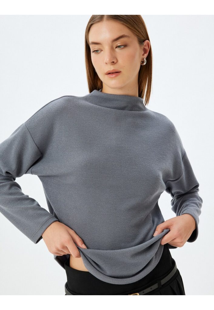 Bluza de trening cu decolteu la baza gatului si maneci cazute-FEMEI/IMBRACAMINTE/Hanorace-IMBRACAMINTE/Hanorace