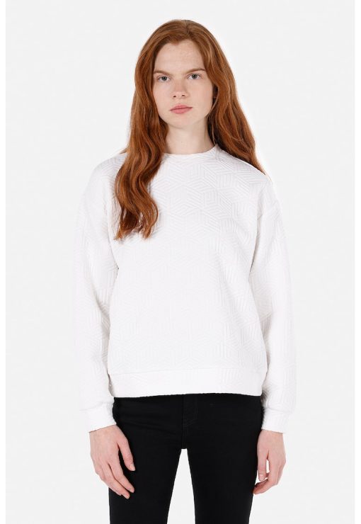 Bluza de trening cu decolteu la baza gatului si mansete elastice-FEMEI/IMBRACAMINTE/Hanorace-IMBRACAMINTE/Hanorace