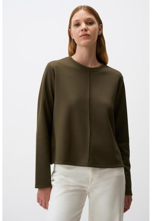 Bluza de trening cu decolteu la baza gatului si model uni-FEMEI/IMBRACAMINTE/Bluze-IMBRACAMINTE/Bluze