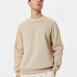 Bluza de trening cu decolteu rotund si model uni-BARBATI/IMBRACAMINTE/Hanorace-IMBRACAMINTE/Hanorace