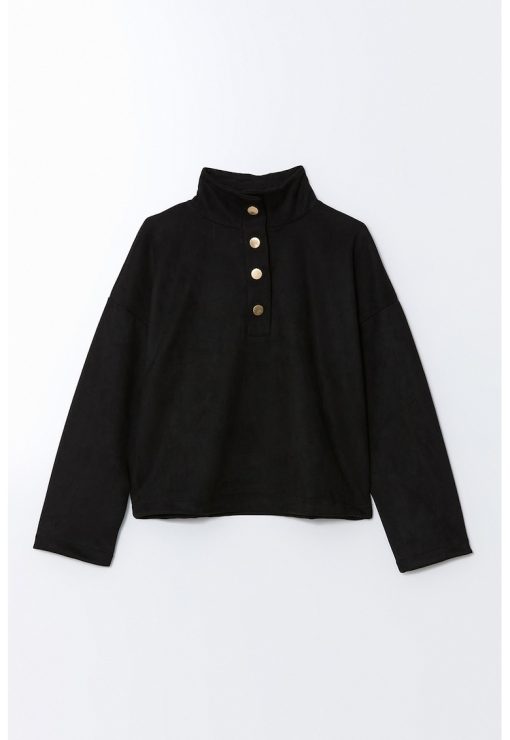 Bluza de trening cu fenta cu capse-FEMEI/IMBRACAMINTE/Hanorace-IMBRACAMINTE/Hanorace