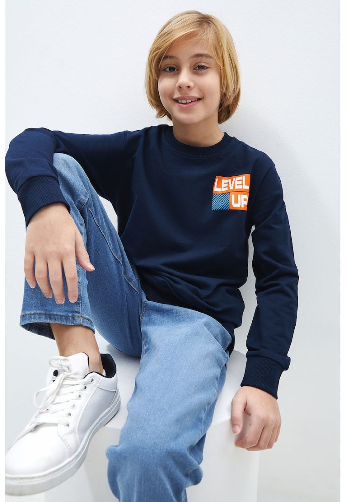 Bluza de trening cu imprimeu text-BAIETI/IMBRACAMINTE/Bluze-IMBRACAMINTE/Bluze