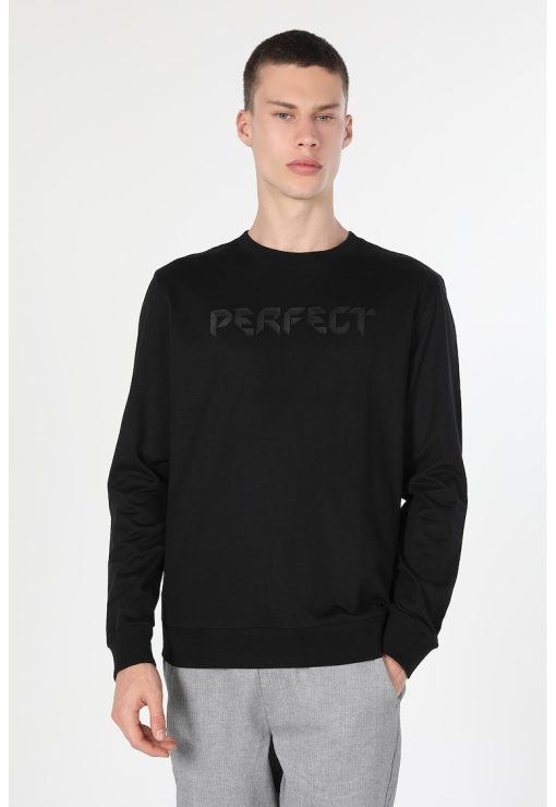 Bluza de trening cu imprimeu text - Negru --BARBATI/IMBRACAMINTE/Bluze-IMBRACAMINTE/Bluze