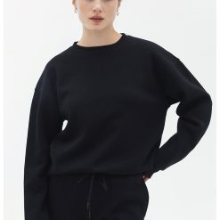 Bluza de trening din amestec de bumbac cu croiala lejera-FEMEI/IMBRACAMINTE/Hanorace-IMBRACAMINTE/Hanorace