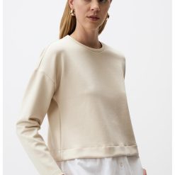 Bluza de trening din amestec de modal cu maneci cazute-FEMEI/IMBRACAMINTE/Hanorace-IMBRACAMINTE/Hanorace