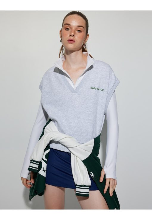 Bluza de trening supradimensionata cu maneci scurte-FEMEI/IMBRACAMINTE/Hanorace-IMBRACAMINTE/Hanorace
