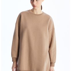 Bluza de trening supradimensionata cu model uni-FEMEI/IMBRACAMINTE/Hanorace-IMBRACAMINTE/Hanorace