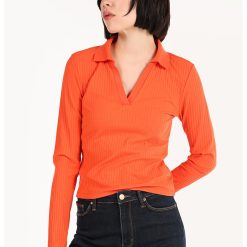 Bluza din amestec de bumbac cu aspect striat-FEMEI/IMBRACAMINTE/Bluze-IMBRACAMINTE/Bluze