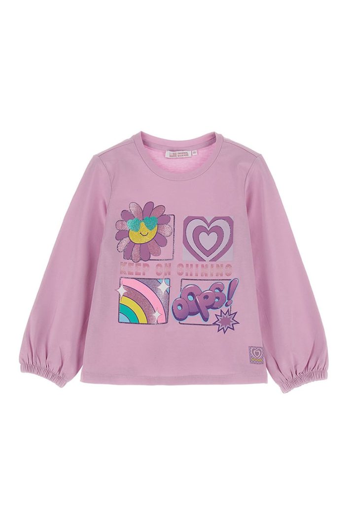 Bluza din amestec de bumbac cu imprimeu-FETE/IMBRACAMINTE/Bluze-IMBRACAMINTE/Bluze