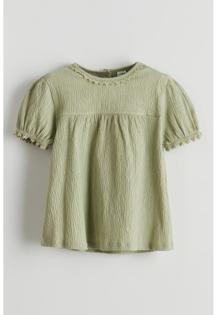 Bluza din amestec de bumbac cu maneci scurte-FETE/IMBRACAMINTE/Bluze-IMBRACAMINTE/Bluze