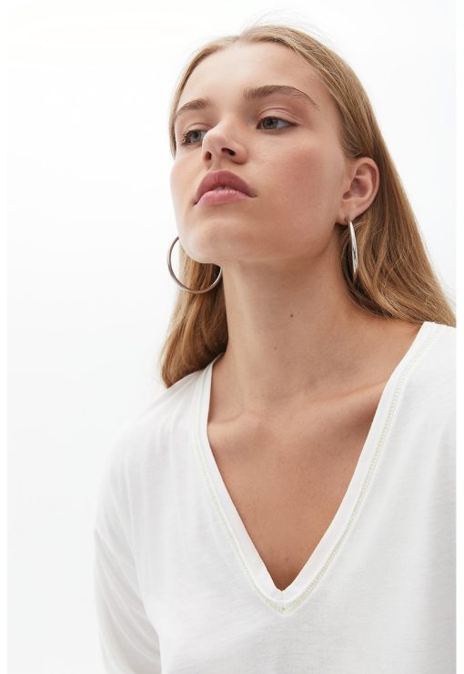 Bluza din amestec de modal cu decolteu in V-FEMEI/IMBRACAMINTE/Bluze-IMBRACAMINTE/Bluze
