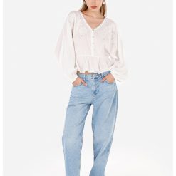 Bluza din amestec de modal cu maneci cazute si decolteu in V-FEMEI/IMBRACAMINTE/Bluze-IMBRACAMINTE/Bluze