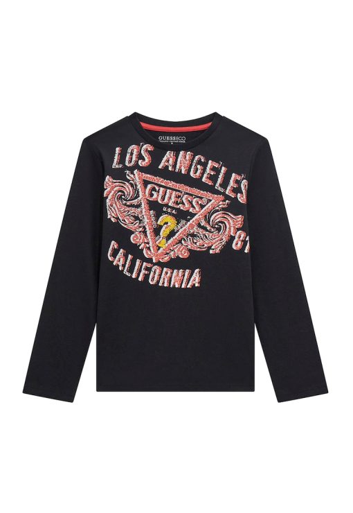 Bluza din bumbac cu imprimeu text-BAIETI/IMBRACAMINTE/Bluze-IMBRACAMINTE/Bluze