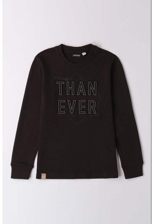Bluza din bumbac cu text brodat-BAIETI/IMBRACAMINTE/Bluze-IMBRACAMINTE/Bluze