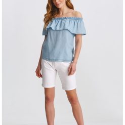 Bluza din lyocell cu decolteu pe umeri-FEMEI/IMBRACAMINTE/Bluze-IMBRACAMINTE/Bluze