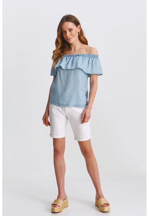 Bluza din lyocell cu decolteu pe umeri-FEMEI/IMBRACAMINTE/Bluze-IMBRACAMINTE/Bluze