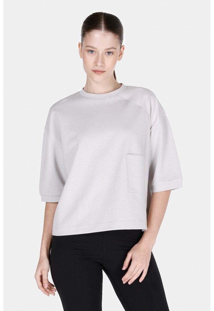 Bluza lejera cu maneci medii si buzunar aplicat-FEMEI/IMBRACAMINTE/Bluze-IMBRACAMINTE/Bluze