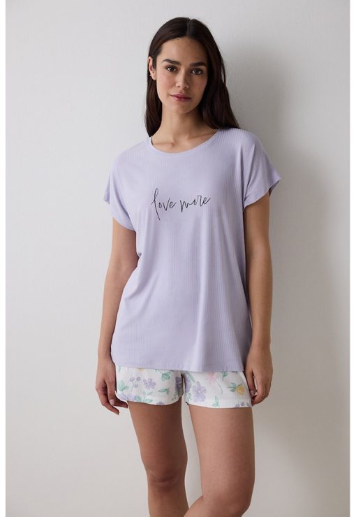 Bluza lejera de pijama cu model text-FEMEI/IMBRACAMINTE/Pijamale si halate de baie-IMBRACAMINTE/Pijamale si halate de baie