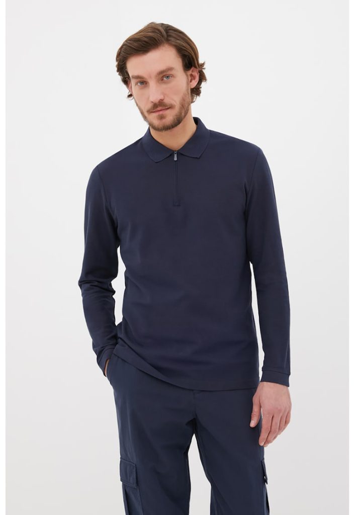 Bluza polo cu fenta cu fermoar-BARBATI/IMBRACAMINTE/Bluze-IMBRACAMINTE/Bluze
